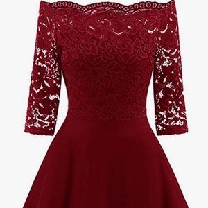 Dark Red Off the Shoulder cocktail dress